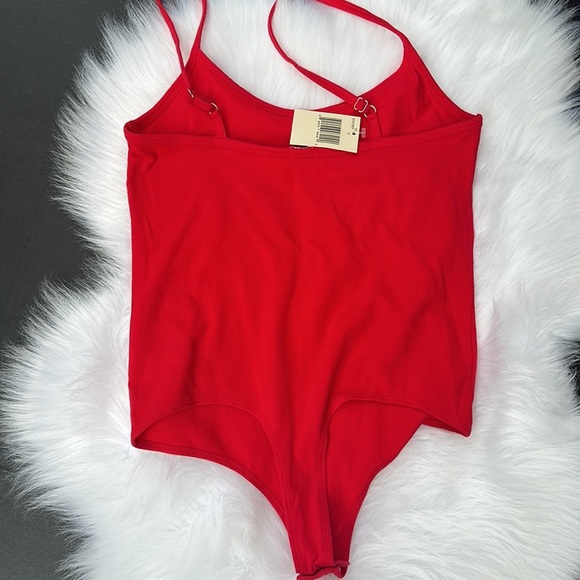 New Guess Body Betsie Logo Bodysuit Red SZ S - Picture 3 of 4